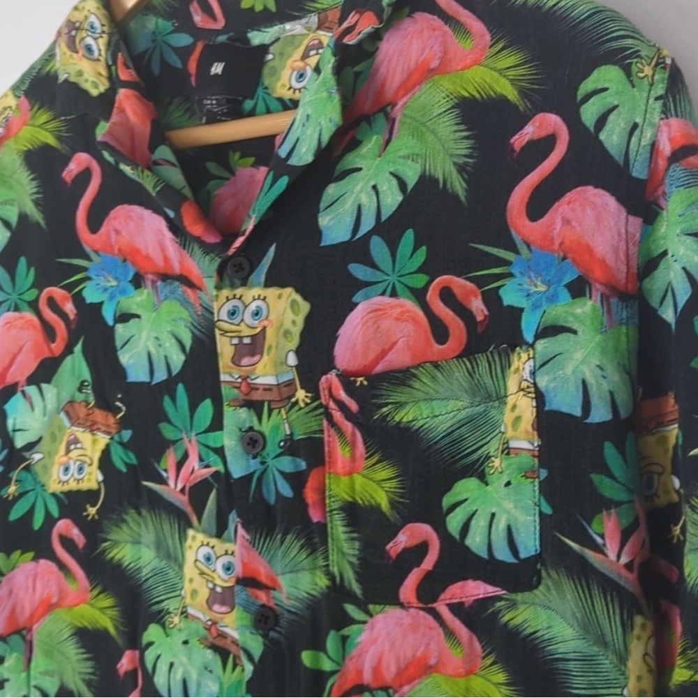 Colorful Flamingo and SpongeBob Shirt